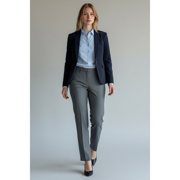 Talbots Pants - Talbots Signature Pants Women 16 Grey Heathered Straight Wool Blend Professional